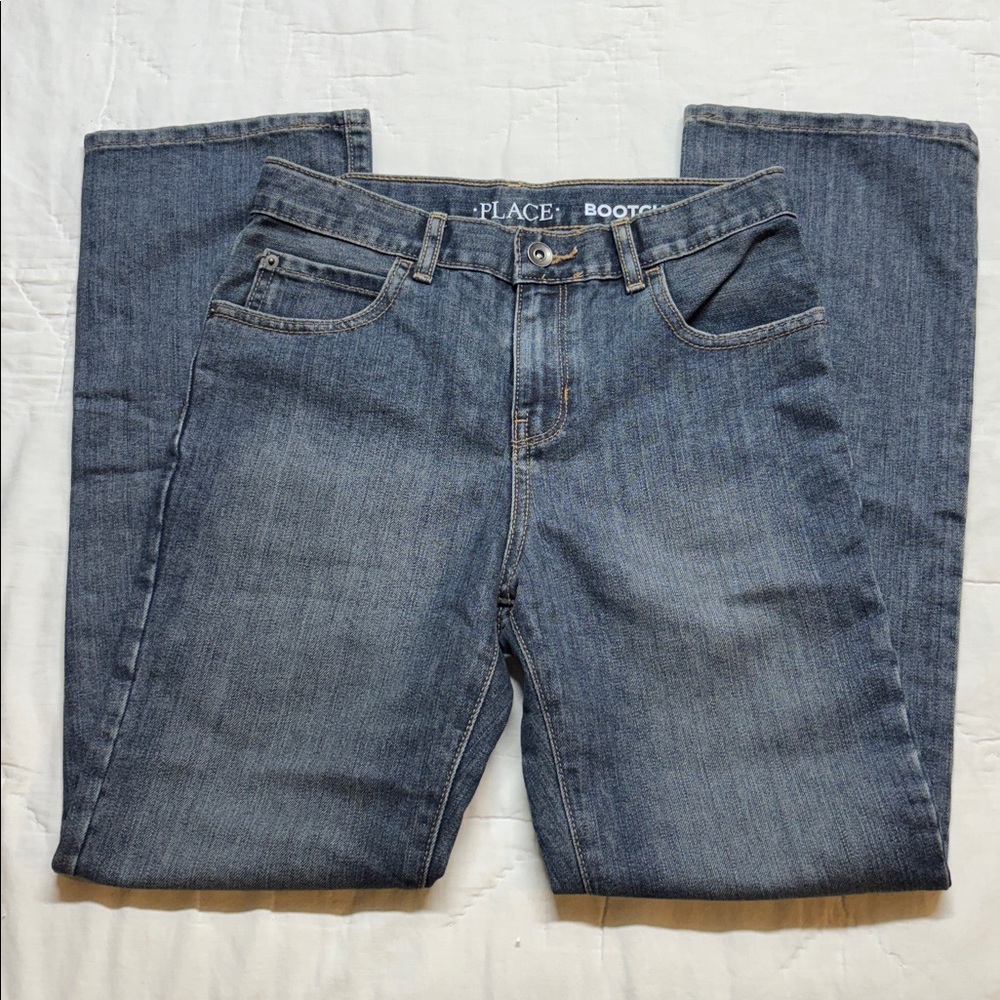 The Children's Place Boys Bootcut Jeans Size 12 Denim Blue Adjustable Waist